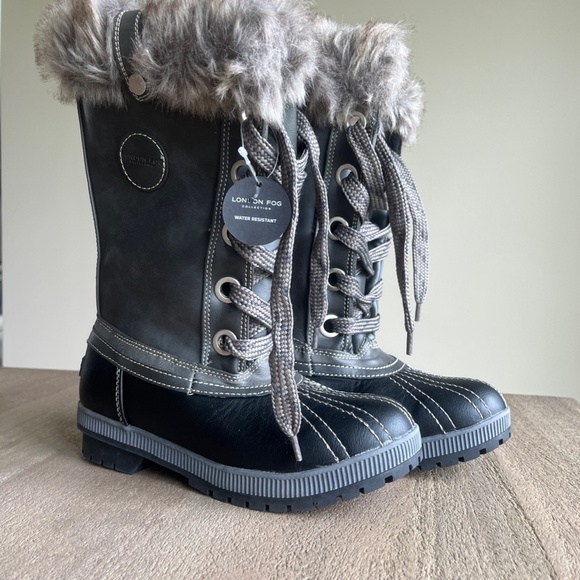 KIDS London Fog Melton Boots, Size 7, Black and Gray - Picture 12 of 13